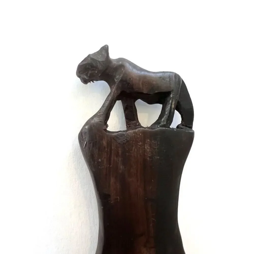 Hand Carved Wooden Bottle Opener Big Cat Lion, Tiger, cougar